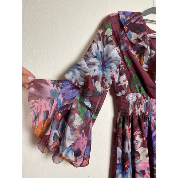 Soft Surronding Women's Floral Ruffle Layer Chiffon Cottage Fairy Maxi Dress SP - Picture 7 of 16